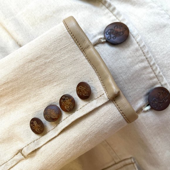 NWT Lauren Ralph Equestrian Leather Trim Stretchy Cotton blend Blazer Jacket - Picture 7 of 13